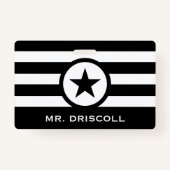 Gestreepte Chic Star Hall Pass voor leraren Badge (Achterkant)