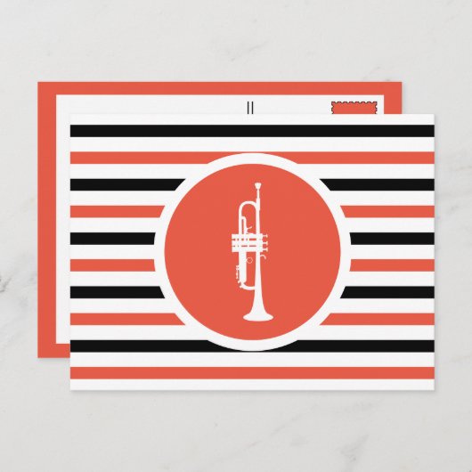 Gestreepte Chic Trumpet Briefkaart (Voorkant / Achterkant)