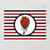 Gestreepte chique CHOCOLADE AARDBEI Briefkaart (Voorkant)