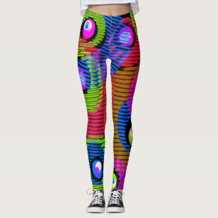 Gestreepte cirkel, Abstract patroon met meerdere k Leggings