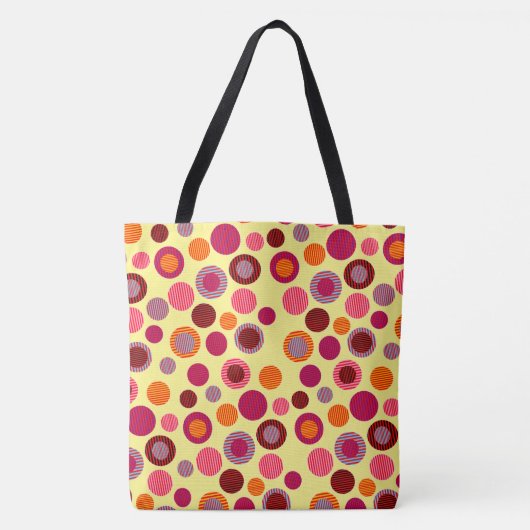 Gestreepte Cirkels & Stippen Tote Bag (Voorkant)