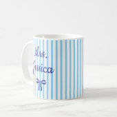 Gestreepte Coquette Aangepaste Geschenken voor Ler Koffiemok (Voorkant links)