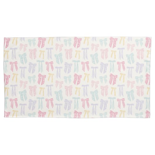 Gestreepte Coquette Bows mint roze geel lila Kussensloop (Voorkant-Links)