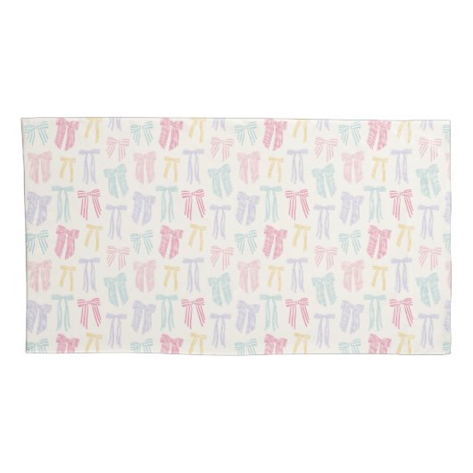 Gestreepte Coquette Bows mint roze geel lila Kussensloop (Achterkant-Rechts)