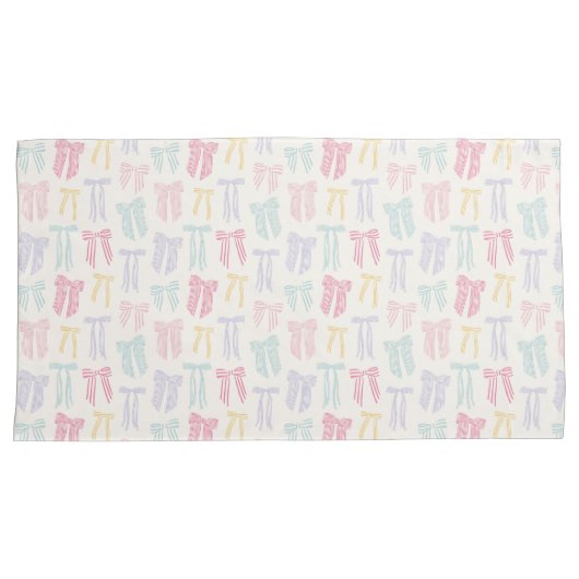 Gestreepte Coquette Bows mint roze geel lila Kussensloop (Voorkant-Rechts)