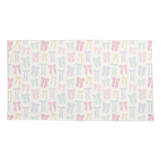 Gestreepte Coquette Bows mint roze geel lila Kussensloop (Achterkant-Links)