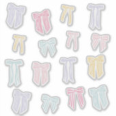 Gestreepte Coquette Bows mint roze geel lila Sticker (Voorkant)