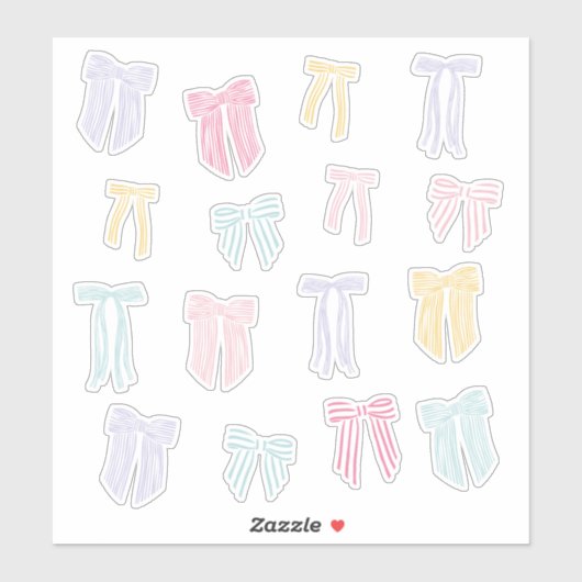 Gestreepte Coquette Bows mint roze geel lila Sticker (Vel)