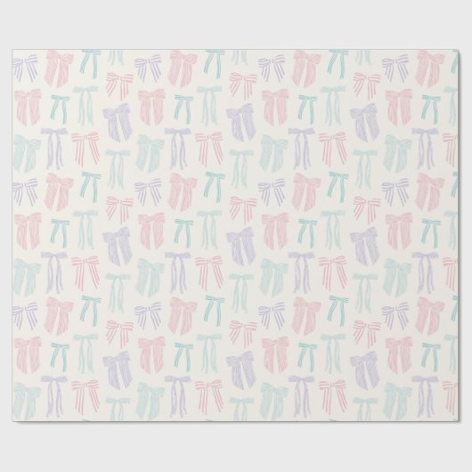 Gestreepte Coquette Bows mint roze lila Cadeaupapier (Vlak)