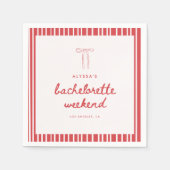 Gestreepte Coquette Strik Aangepaste Bachelorette Servet (Voorkant)
