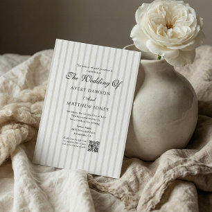Gestreepte Country Club Stijl Sage Wedding Kaart
