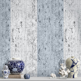 Gestreepte crackle textuur wit en blauw behang