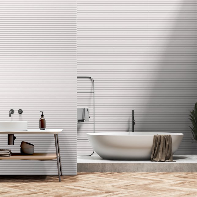 Gestreepte crème behang (Badkamer)