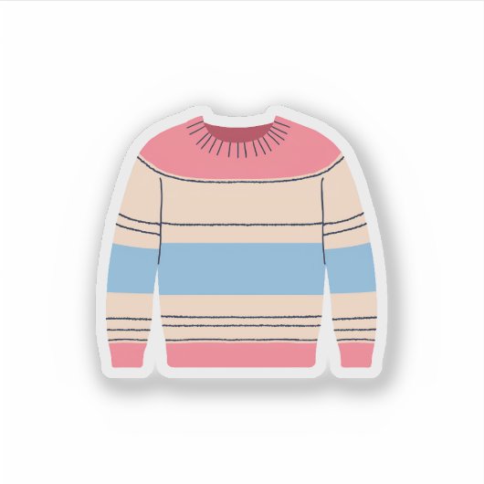 Gestreepte Crewneck Sweater Sticker (Voorkant)