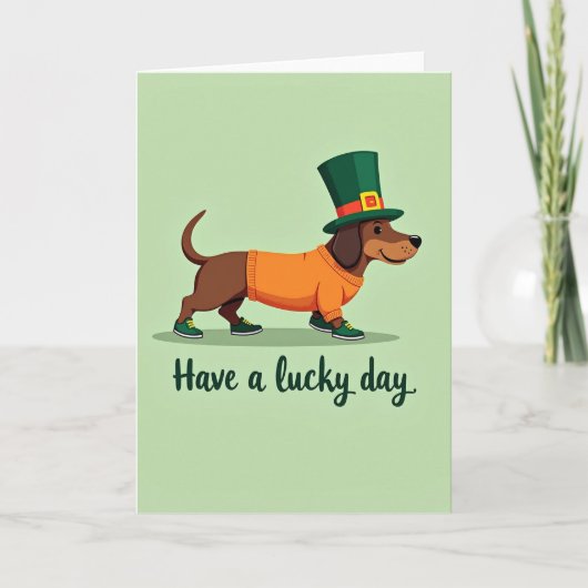 Gestreepte dachshond gelukskaart kaart (Voorkant)