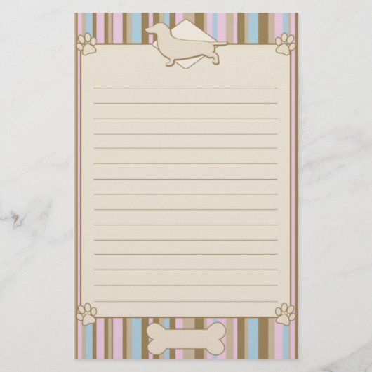 Gestreepte Dachshund Stationery Briefpapier (Voorkant)