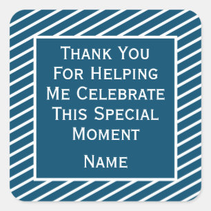 Gestreepte dank voor het helpen van mijn feestelij vierkante sticker