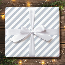Gestreepte diagonale vakantie eenvoudig grijs wit cadeaupapier