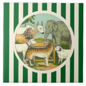 Gestreepte dierenmenagerie tegeltje (Voorkant)
