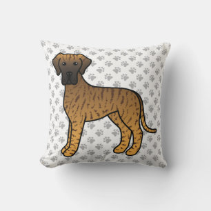 Gestreepte Dog Argwan Cute Cartoon Hond & Pootafdr Kussen