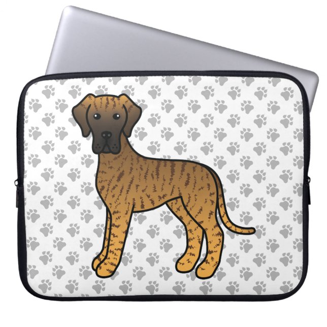 Gestreepte Dog Argwanend Groot & Pootjes Laptop Sleeve (Voorkant)