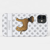 Gestreepte Dog Argwanende Hond Cartoon Hond & Naam Case-Mate iPhone Case (Achterkant (horizontaal))