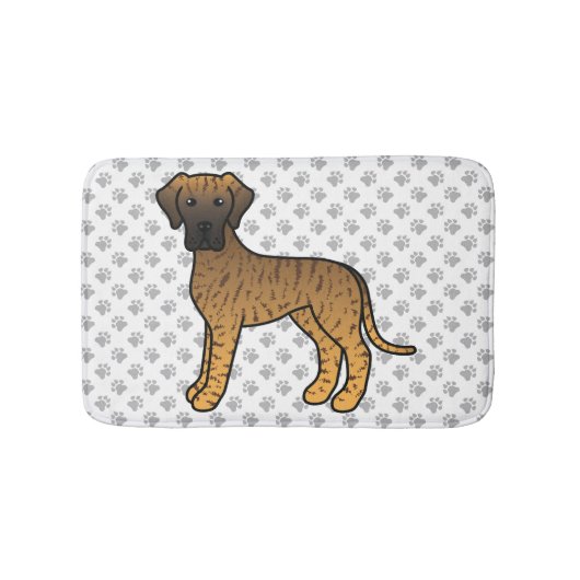 Gestreepte Dog Argwanende Hond & Pootjes Badmat (Voorkant)