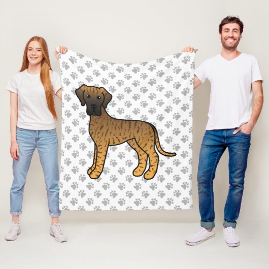 Gestreepte Dog Argwanende Hond & Pootjes Fleece Deken (In situ)