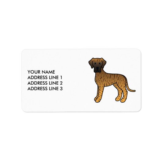 Gestreepte Dog Argwanende Hond & Tekst Etiket (Voorkant)
