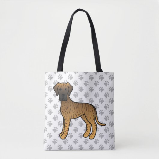 Gestreepte Dog Argwanende Tekening Hond Tote Bag (Voorkant)