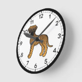 Gestreepte Dog Cartoon Ontwerp Ronde Klok (Hoek)