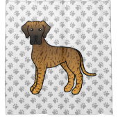 Gestreepte Dog Cute Cartoon Hond Douchegordijn (Voorkant)
