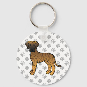 Gestreepte Dog Cute Cartoon Hond Sleutelhanger