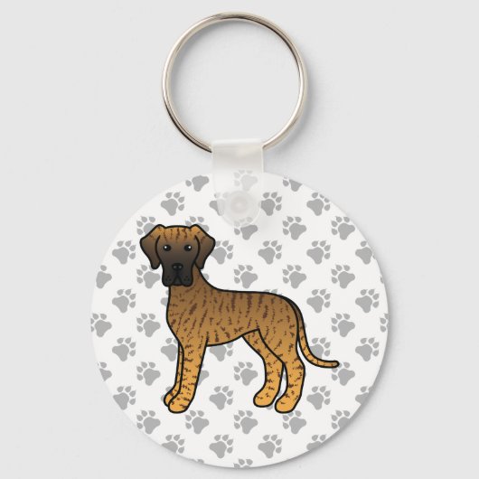 Gestreepte Dog Cute Cartoon Hond Sleutelhanger (Voorkant)