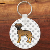 Gestreepte Dog Cute Cartoon Hond Sleutelhanger (Voorkant)