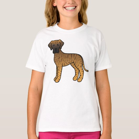 Gestreepte Dog Cute Cartoon Hond T-shirt (Voorkant)