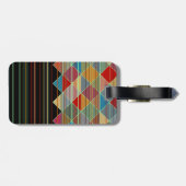 Gestreepte driehoeksvormen met Initialen op zwart Bagagelabel (Achterkant horizontaal)