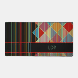 Gestreepte driehoeksvormen met Initialen op zwart Bureaumat