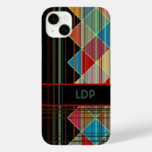 Gestreepte driehoeksvormen met Initialen op zwart Case-Mate iPhone Case (Achterkant)
