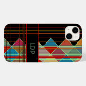 Gestreepte driehoeksvormen met Initialen op zwart Case-Mate iPhone Case (Achterkant (horizontaal))