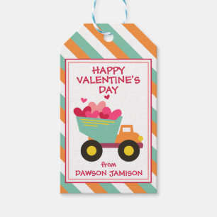 Gestreepte dump truck gepersonaliseerde cadeau Lab Cadeaulabel