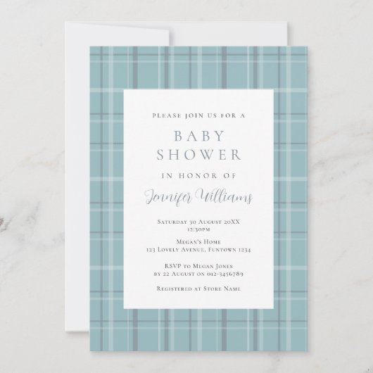 Gestreepte eenvoudige turquoise jongens babyshower kaart (Voorkant)