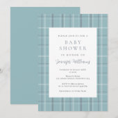 Gestreepte eenvoudige turquoise jongens babyshower kaart (Voorkant / Achterkant)