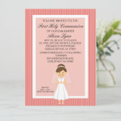 Gestreepte  eerste communistische meisjesuitnodigi kaart (Staand voorkant)