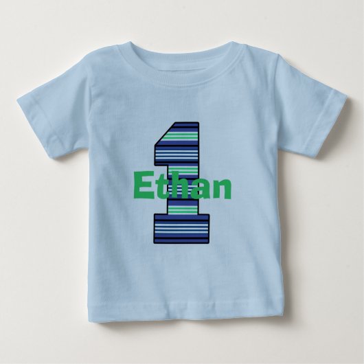 Gestreepte eerste verjaardag jongen T-shirt (Voorkant)