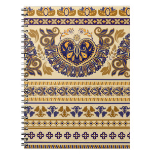 Gestreepte Egyptische Bloemen Wallpaper Notitieboek