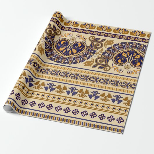 Gestreepte egyptische naadloze patronen. Kleurrijk Cadeaupapier (Uitgerold)