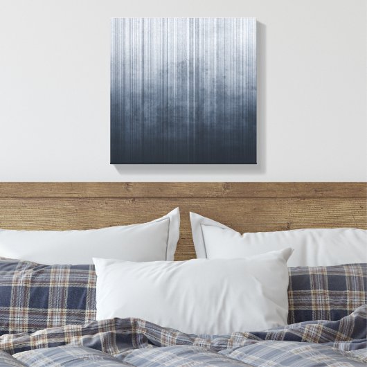 Gestreepte elegante Blauw Grijs Wit rustiek abstra Canvas Afdruk (Insitu (Slaapkamer))