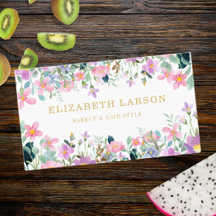 Gestreepte Elegante Bloemen Beauty Artist Haar Mak Visitekaartje