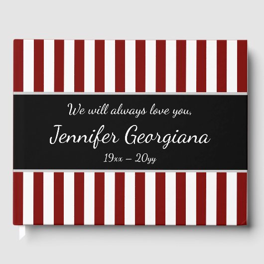 Gestreepte en Gepersonaliseerd Memorial Guestbook Gastenboek (Voorkant)